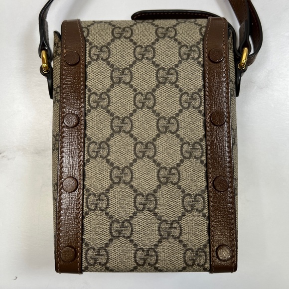 Gucci Horsebit 1955 Mini Bag Crossbody Purse Brown GG - Picture 3 of 10